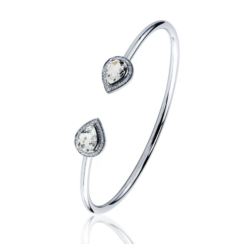 Auriya 2 1/2ct Pear-cut White Topaz Gold over Silver Bangle Bracelet with Diamond Accents