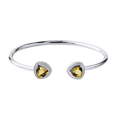 Auriya 2 3/4ct Trillion Yellow Citrine Gold over Silver Bangle Bracelet with Diamond Accents
