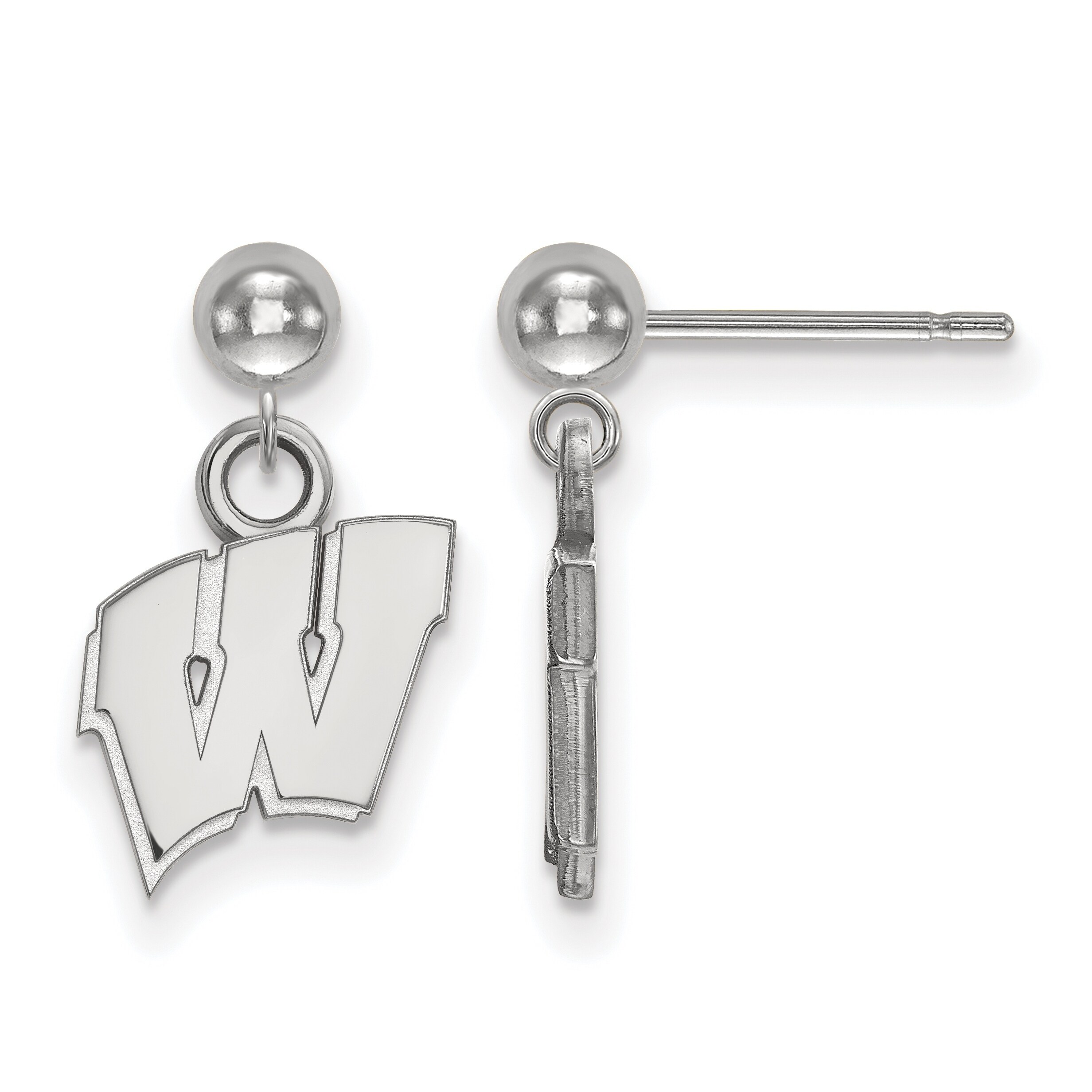 Collegiate University of Wisconsin Sterling Silver LogoArt University of Wisconsin Small Dangle Earrings