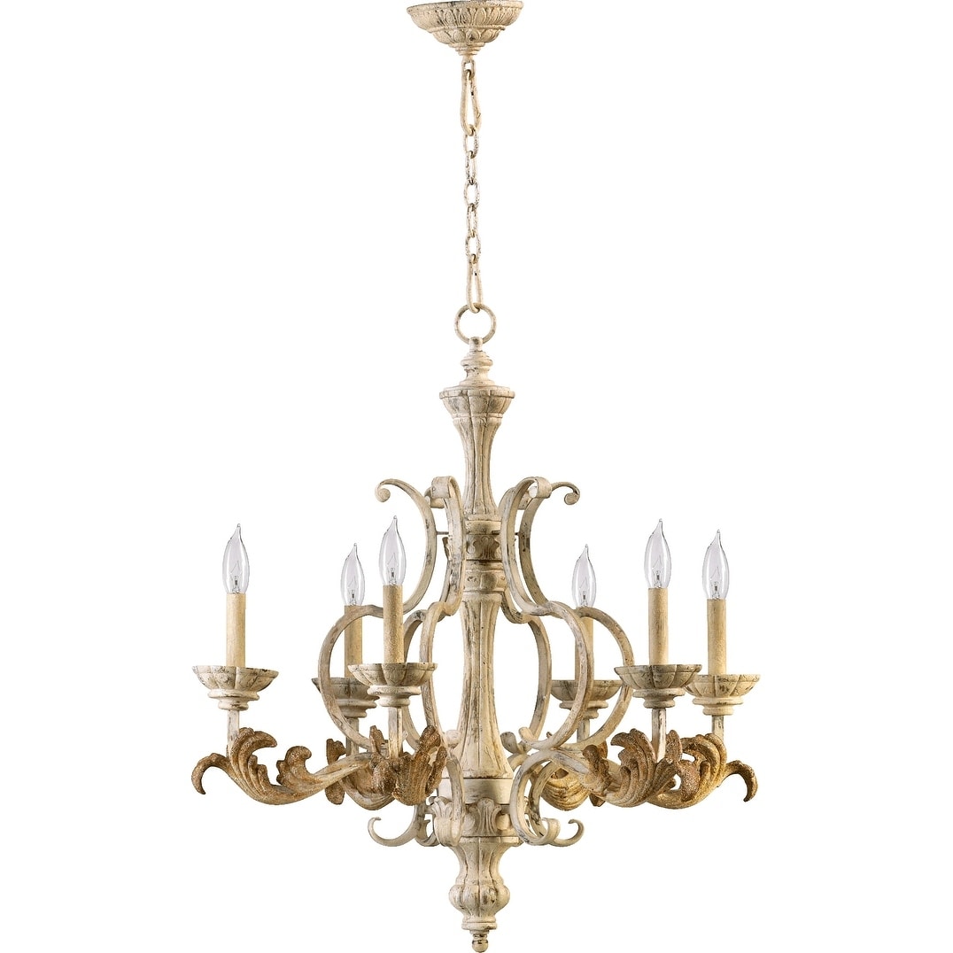 Florence 44 Wide Gesso White 6-Light Chandelier - #900Y0