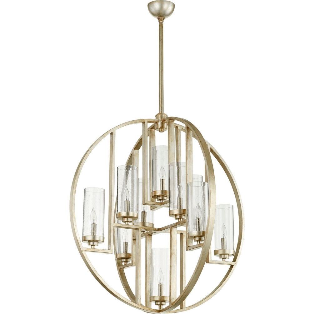Julian Aged Silver Leaf and Clear Seeded 10-light Chandelier - Chandeliers For Bedrooms by Overstock.com