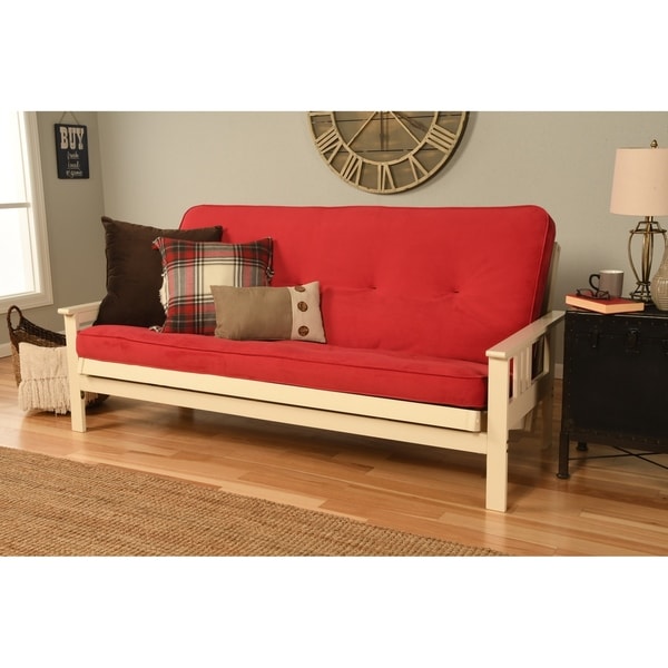 Somette Monterey Futon Set In Antique White Finish With Velvet Somette Monterey Futon Set In Antique White Finish With Velvet Mattress