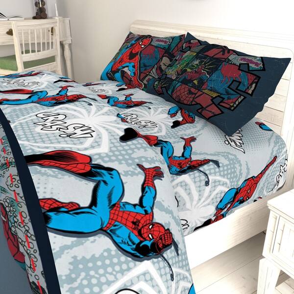 Shop Marvel Spiderman Jump Kick 3 Piece Twin Sheet Set On Sale