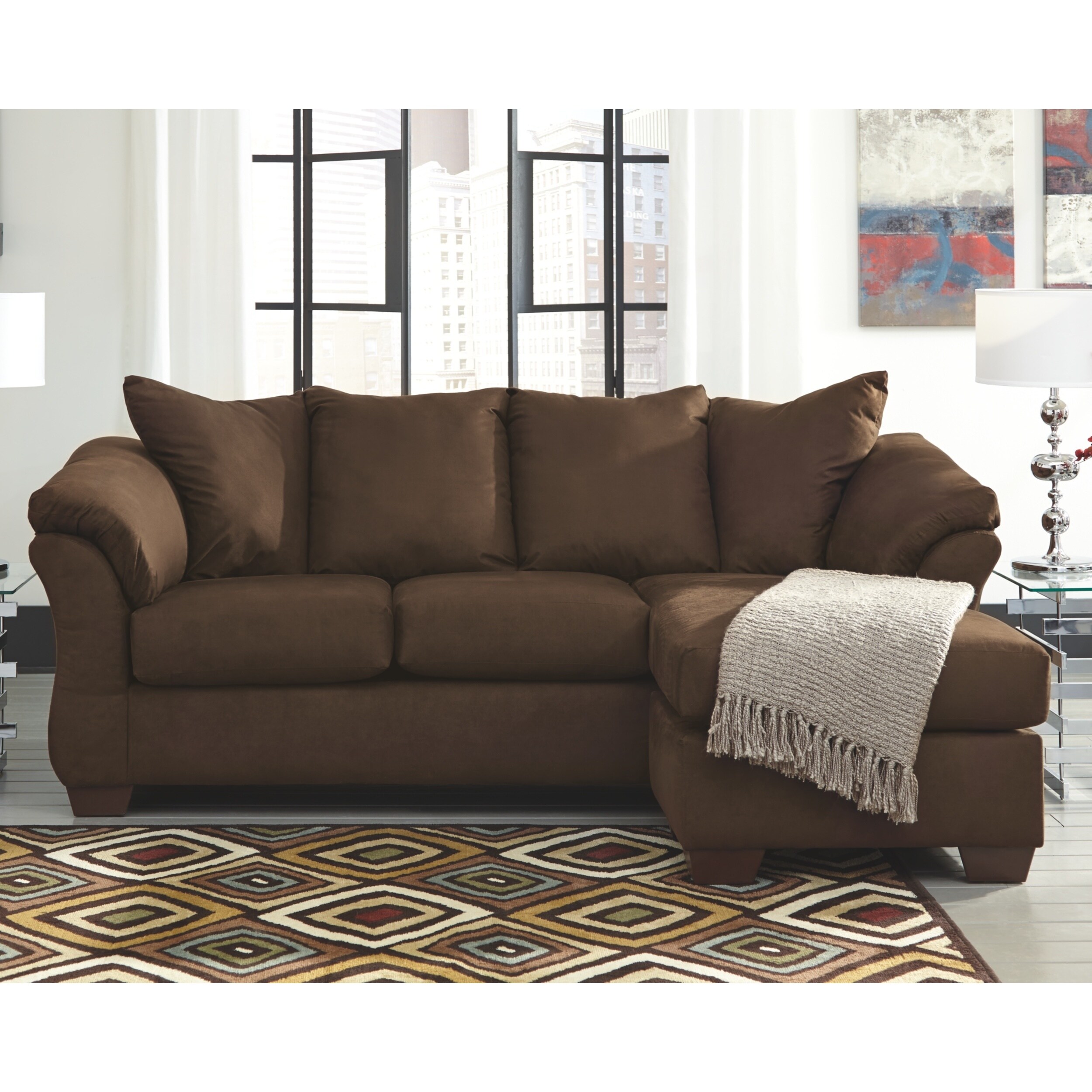 Shop Darcy Contemporary Cafe Brown Sofa Chaise On Sale Overstock 21022717