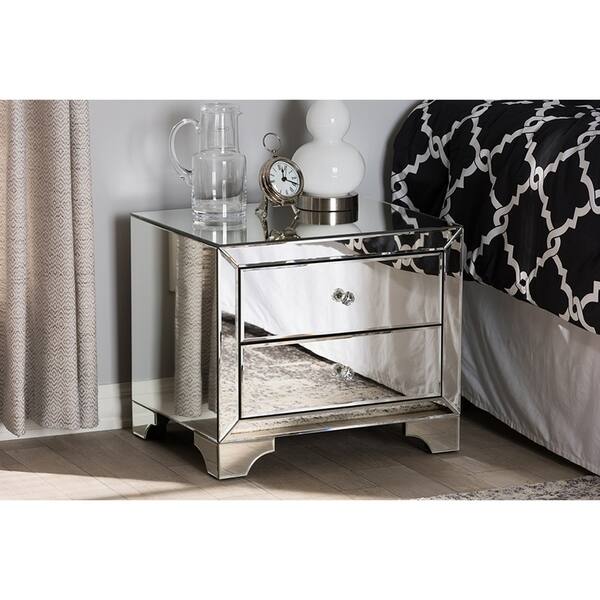 Shop Urban Designs Farrah Hollywood Glamour Style Mirrored 2 Drawer Nightstand Overstock 21023112