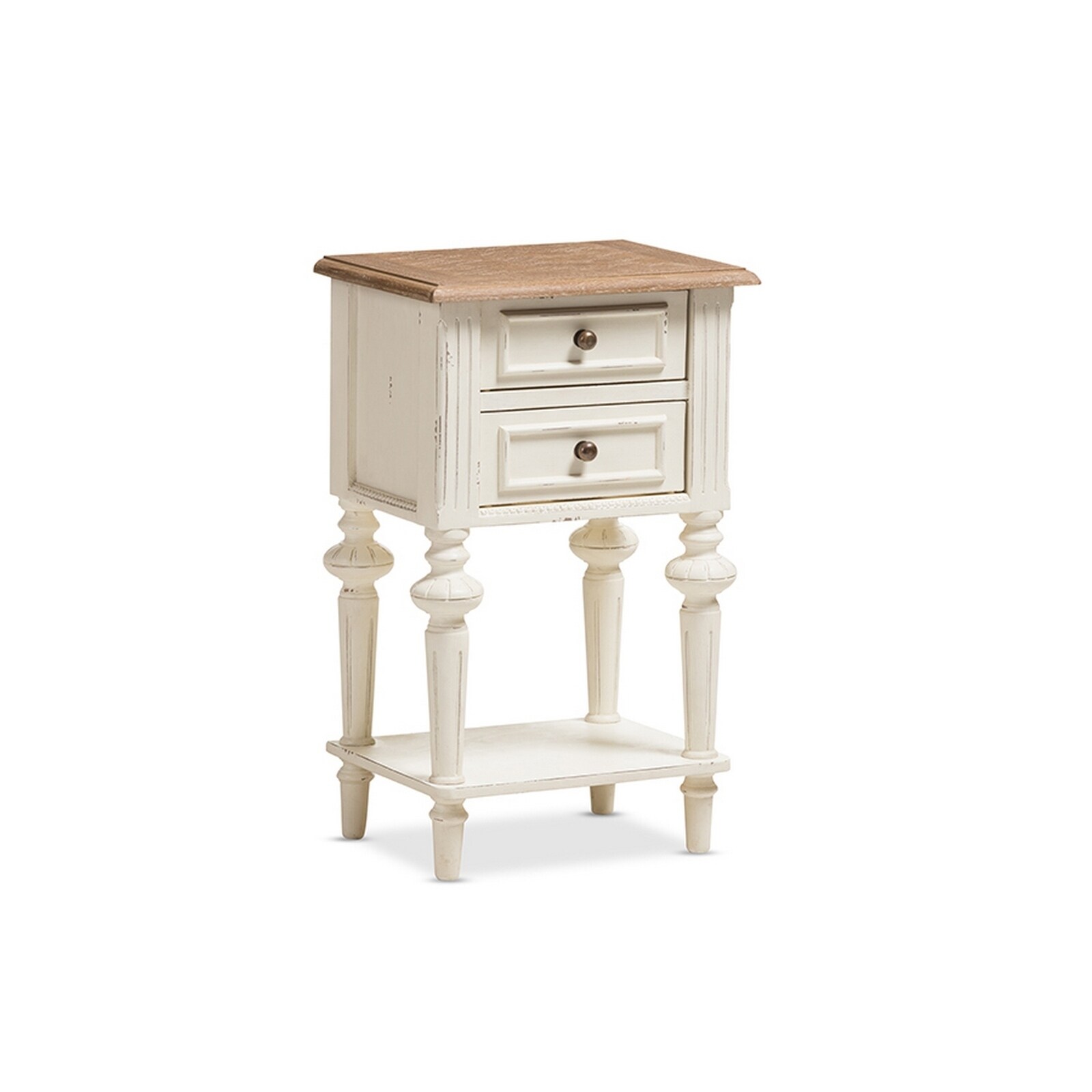 Shop Urban Designs Weathered Oak White Wash Distressed Finish Two Tone Nightstand On Sale Overstock 21023148