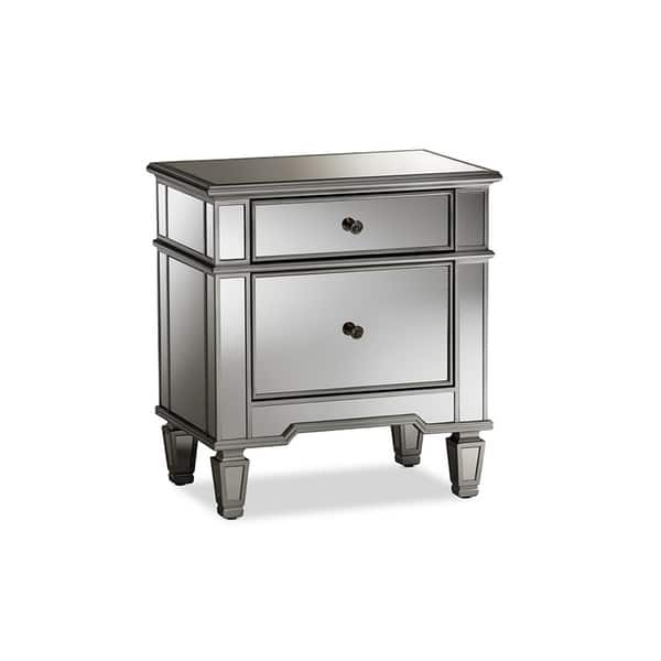 Hollywood Glamour Style Mirrored 2 Drawer Nightstand On Sale Overstock 21023188