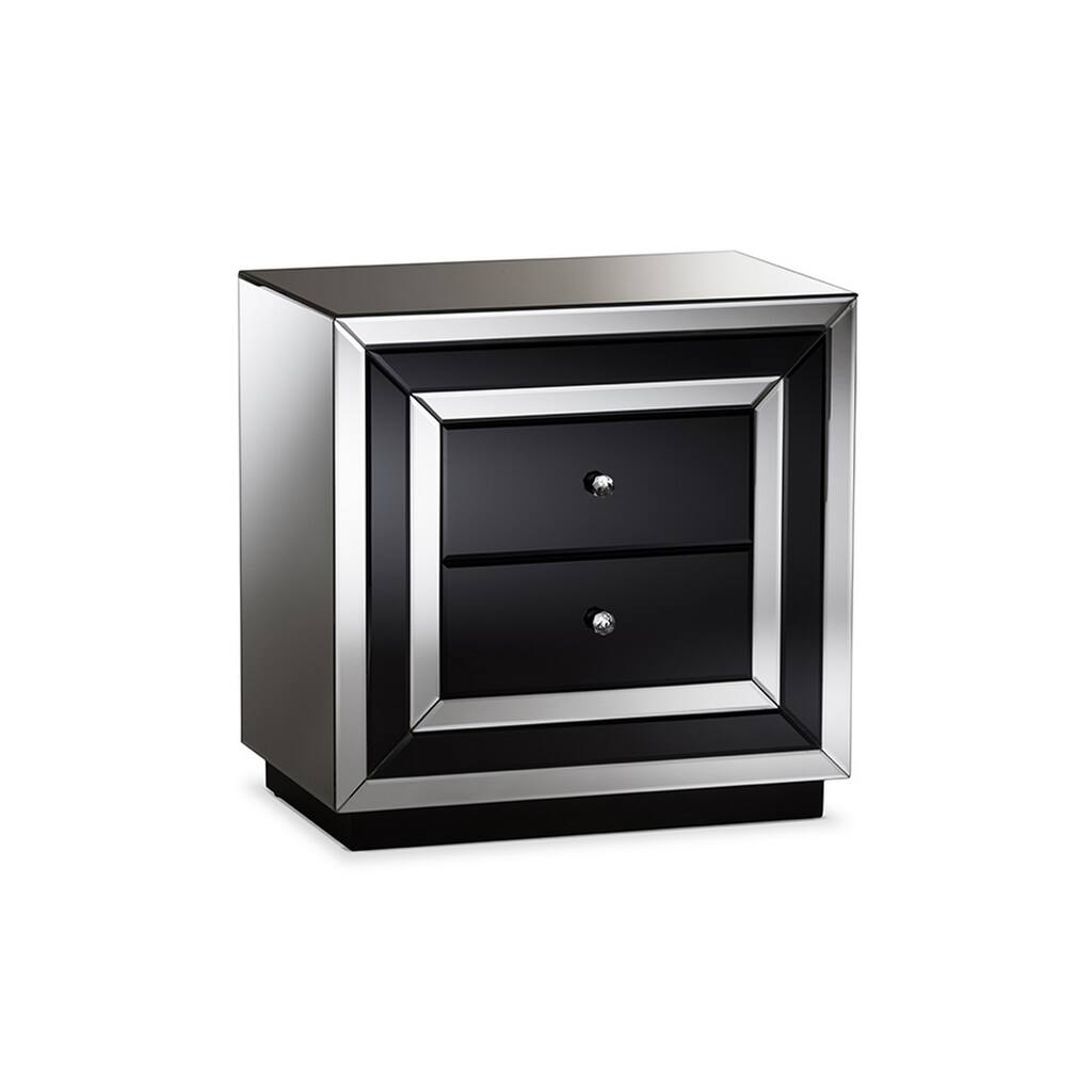 Urban Designs Cecilia Hollywood Glamour Style Mirrored 2-Drawer Nightstand