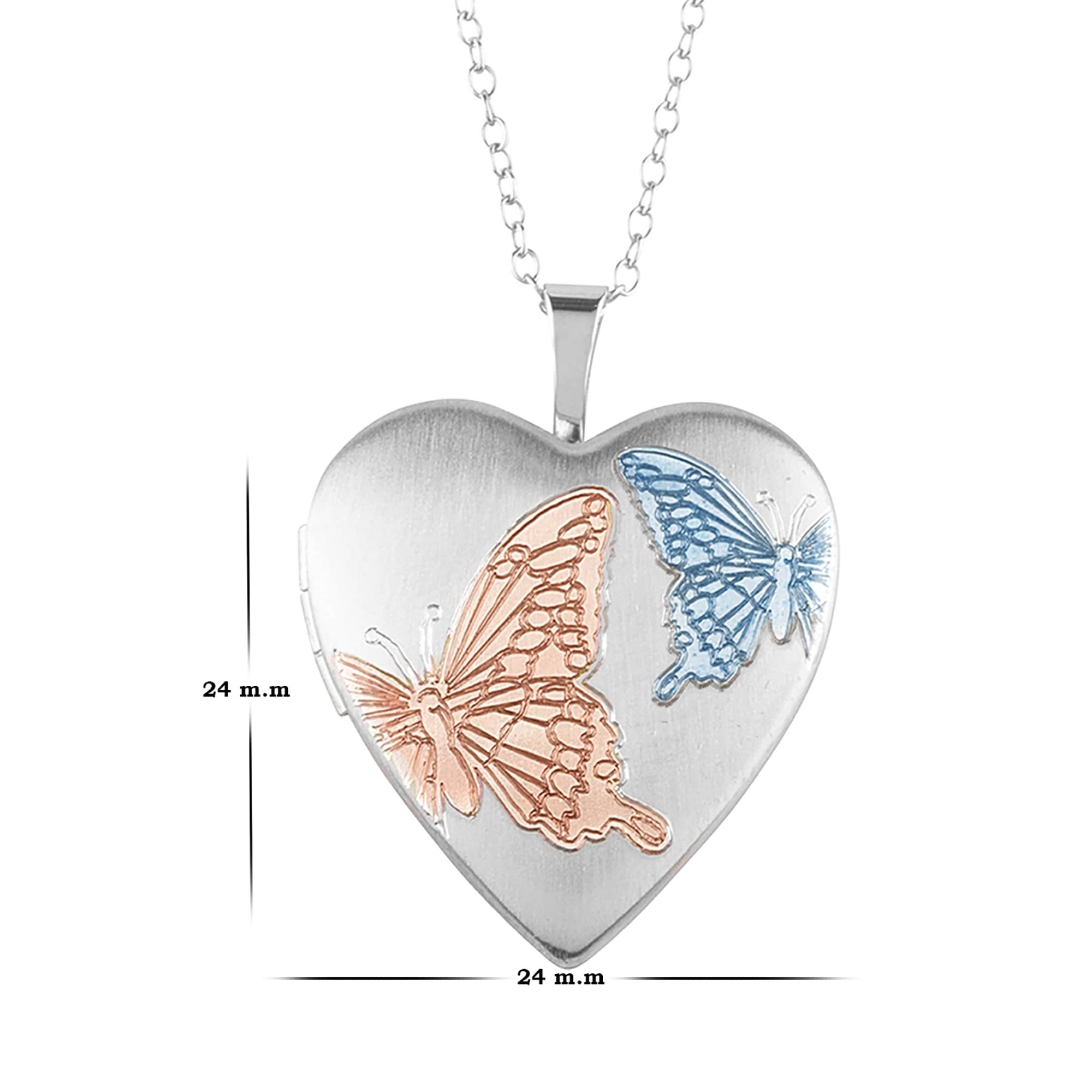 925 Sterling Silver Yellow Rose White Gold Plated Butterfly Cable Necklace 18