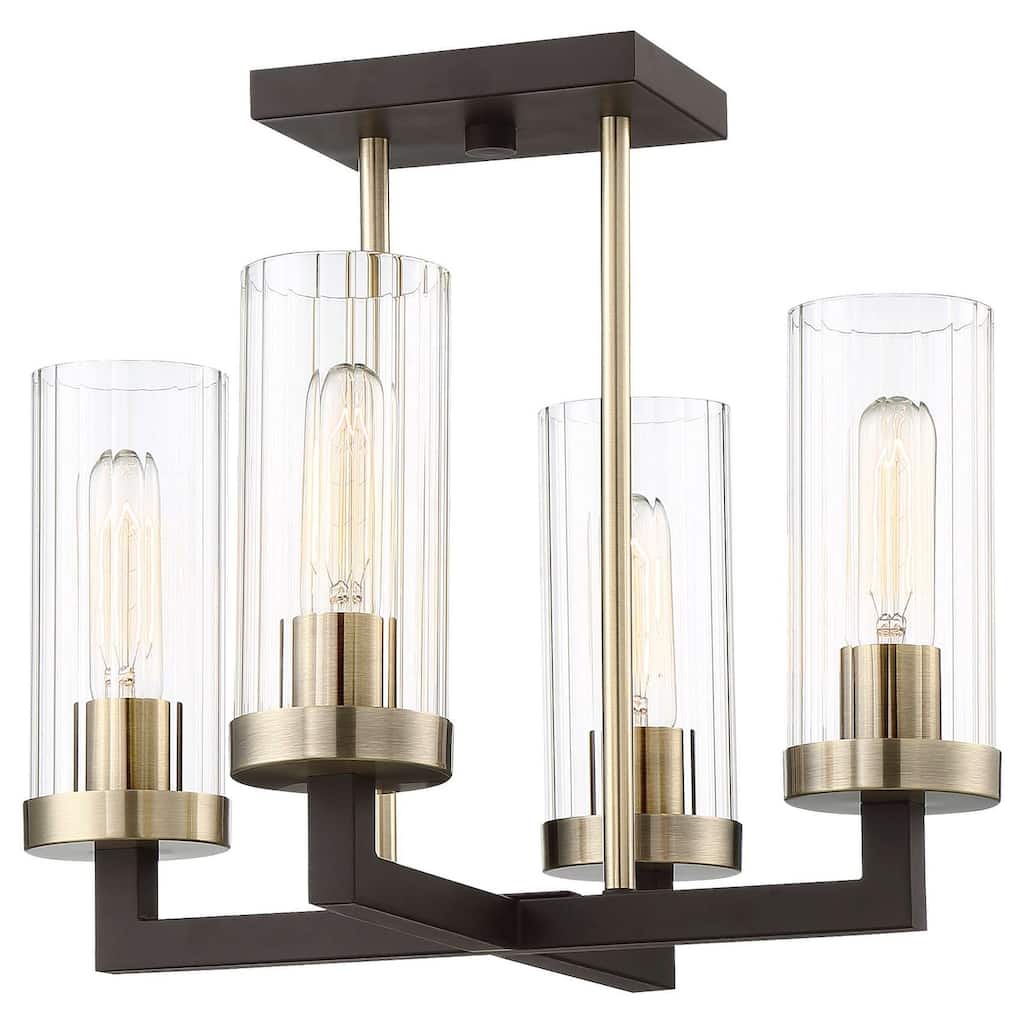 Lavery Ainsley Court Aged Bronze & Clear Glass 4 Light Semi Flush