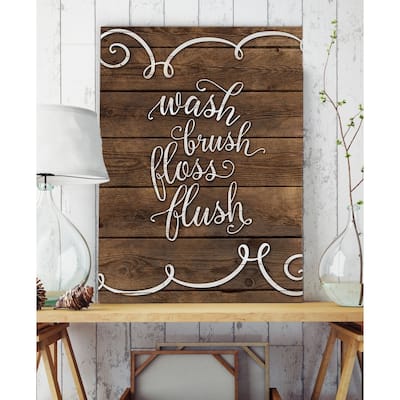 Wash, Brush, Floss, Flush - Premium Gallery Wrapped Canvas