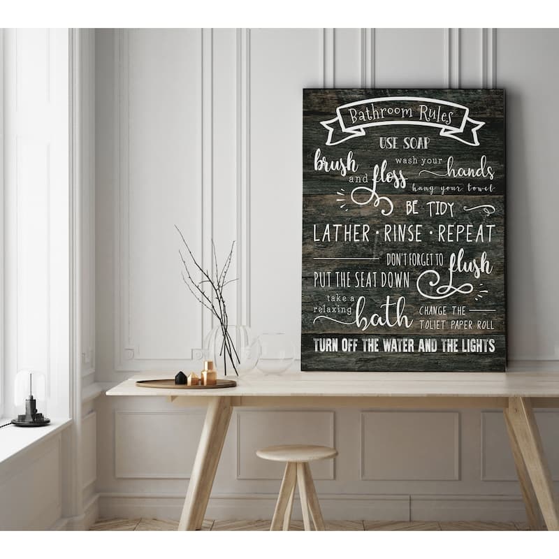 Bathroom Rules - Premium Gallery Wrapped Canvas