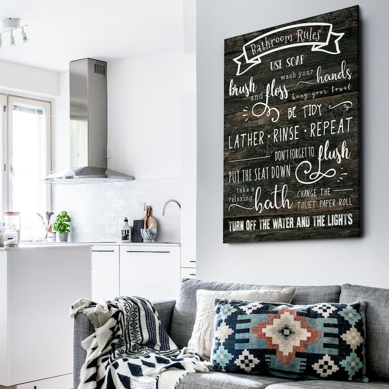 Bathroom Rules - Premium Gallery Wrapped Canvas