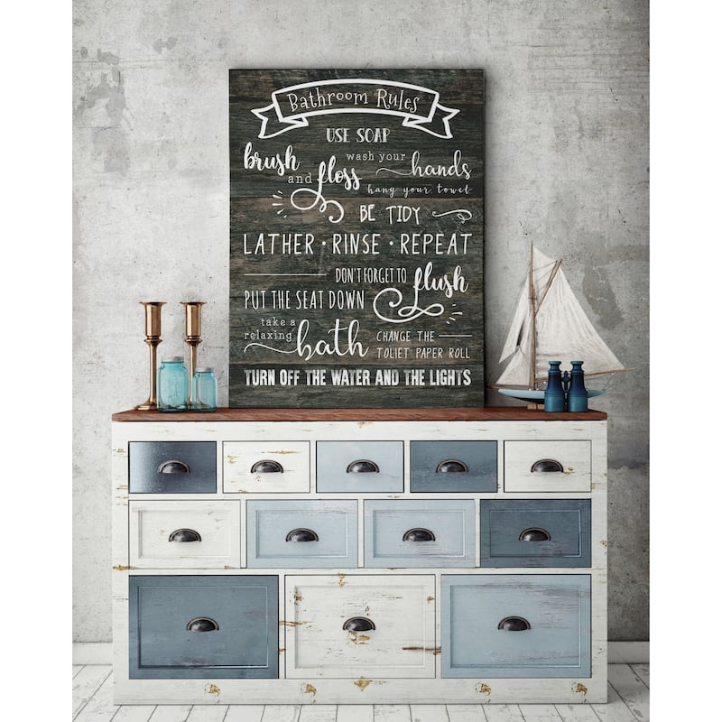 Bathroom Rules - Premium Gallery Wrapped Canvas