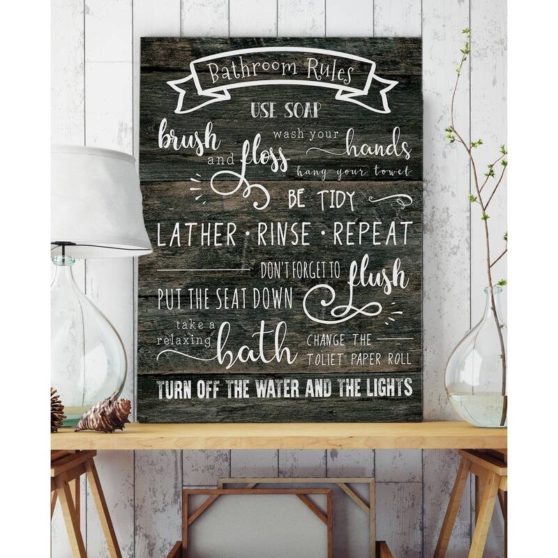Bathroom Rules - Premium Gallery Wrapped Canvas