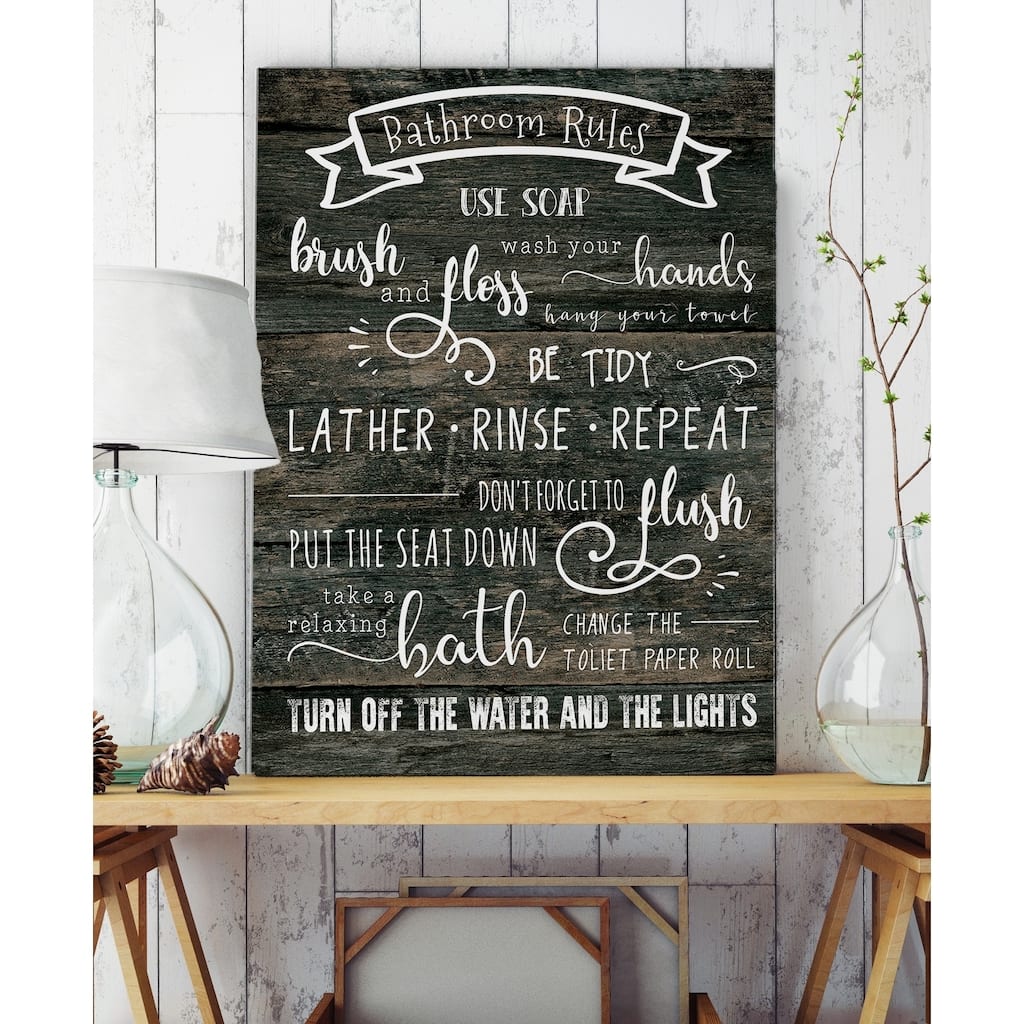 Bathroom Rules - Premium Gallery Wrapped Canvas