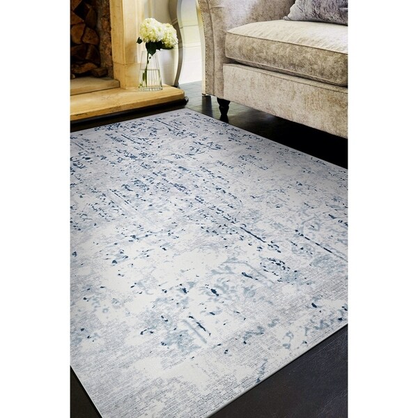 Shop Allure Bristol Blue/Ivory Area Rug 9'2" x 12'5" Free Shipping Today Overstock 21024948