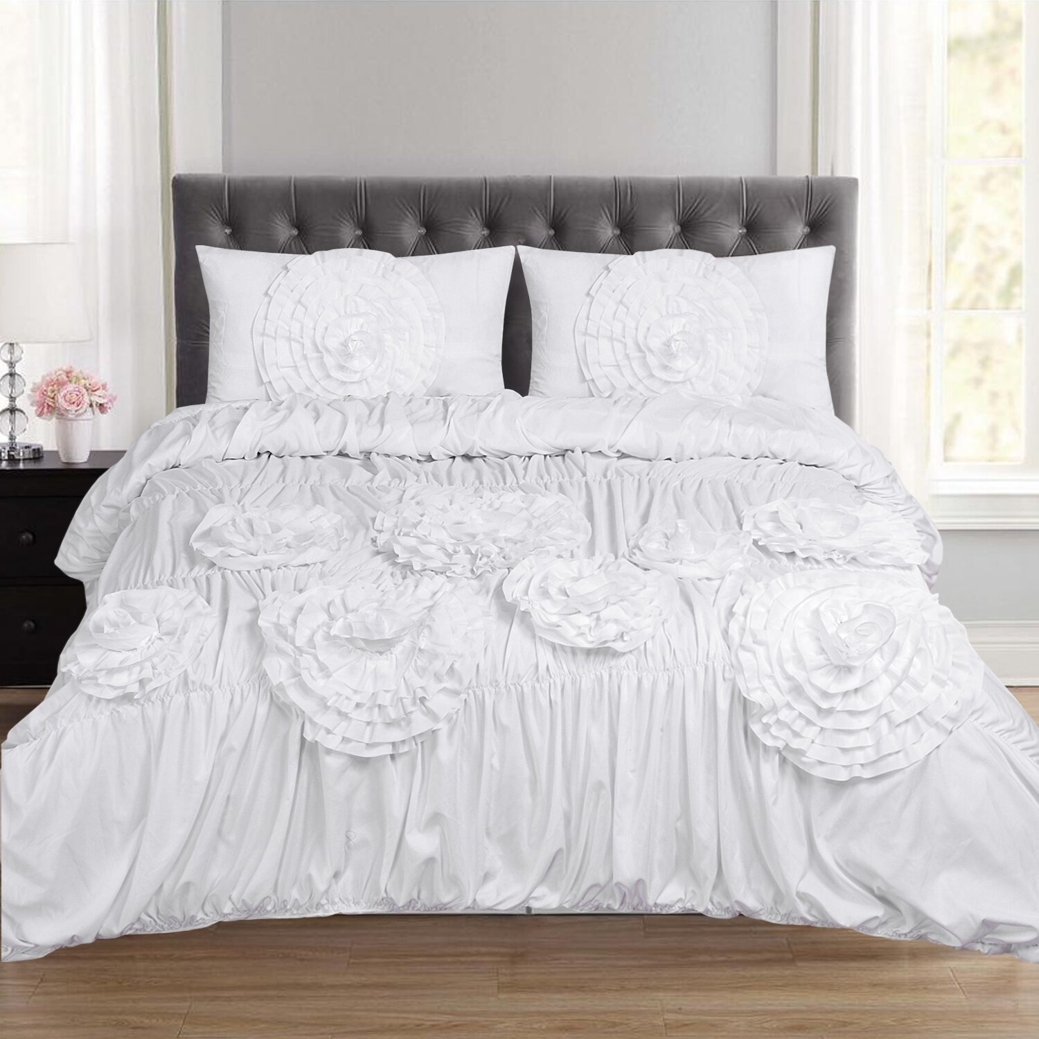 Linen Cotton Duvet Cover Set 3 Pieces Queen King White Lt Grey 2 Pillow Shams Duvet Covers Bedding Sets Home Garden