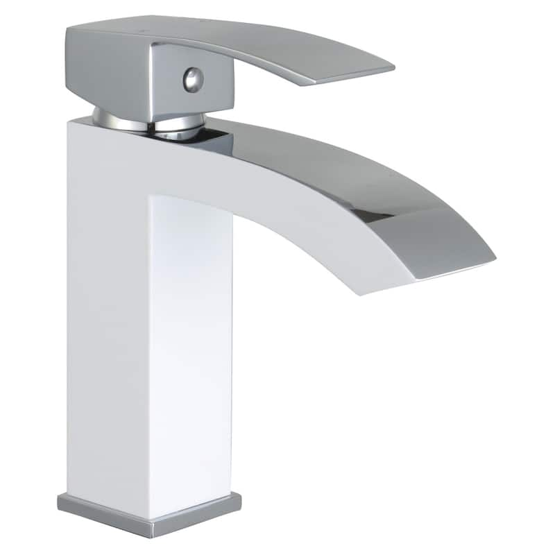 Marella 6" Single Hole Bathroom Sink Faucet - Glossy - white/polished chrome