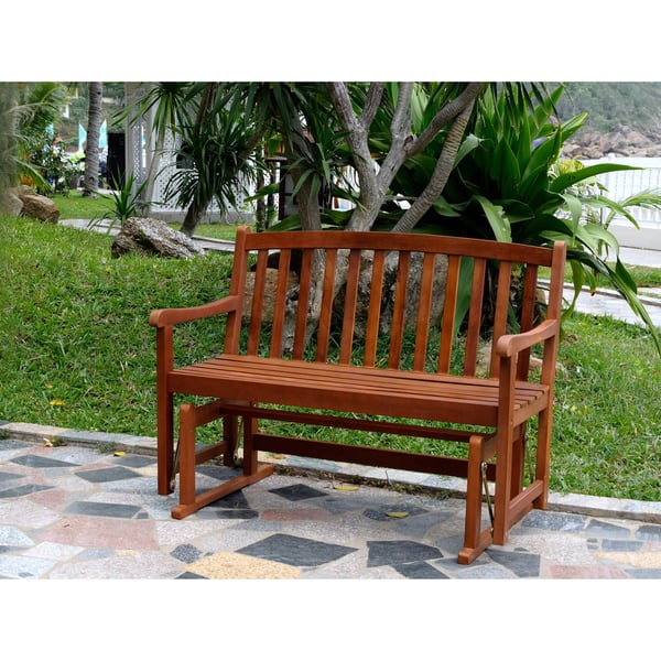 slide 2 of 7, Roseland Acacia Hardwood Glider Bench by Havenside Home