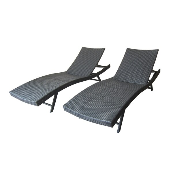 Kauai Outdoor Wicker Chaise Lounge (Set of 2) by Christopher Knight Home