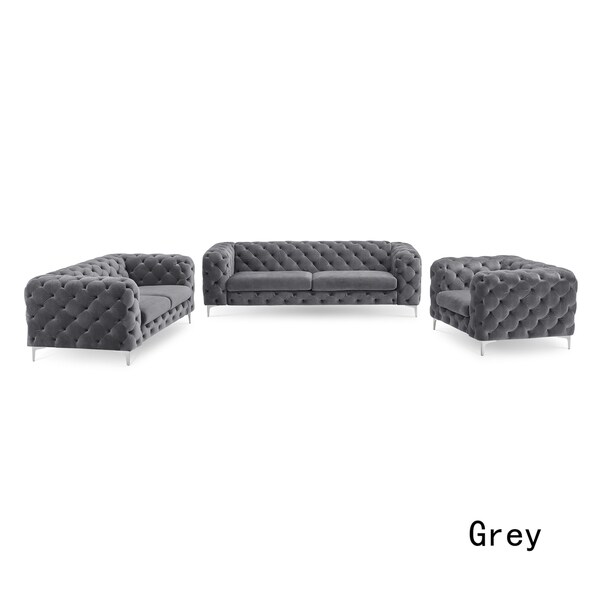 Corvus Aosta Tufted Velvet Loveseat and Sofa Living Room Chesterfield