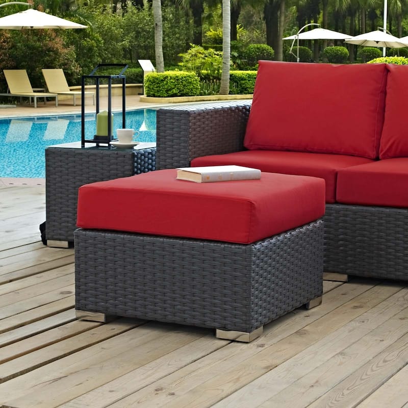 Stopover Outdoor Patio Sunbrella® Ottoman - canvas red