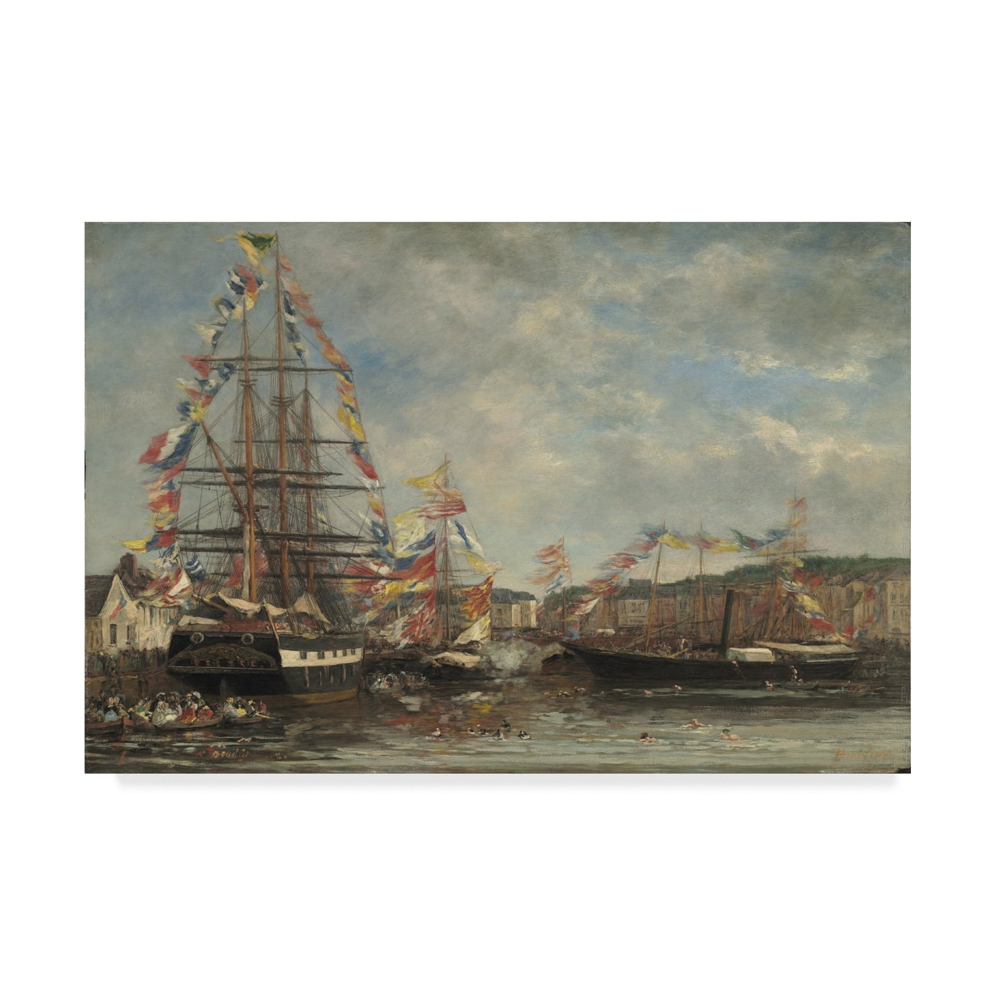 Eugene Louis Boudin 'Festival in The Harbour of Honfleur' Canvas Art ...