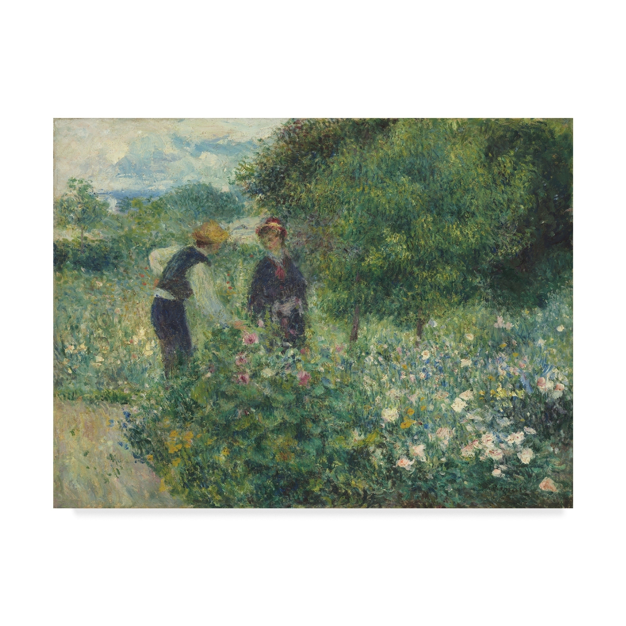 Pierre Auguste Renoir 'Picking Flowers' Canvas Art - Multi-color