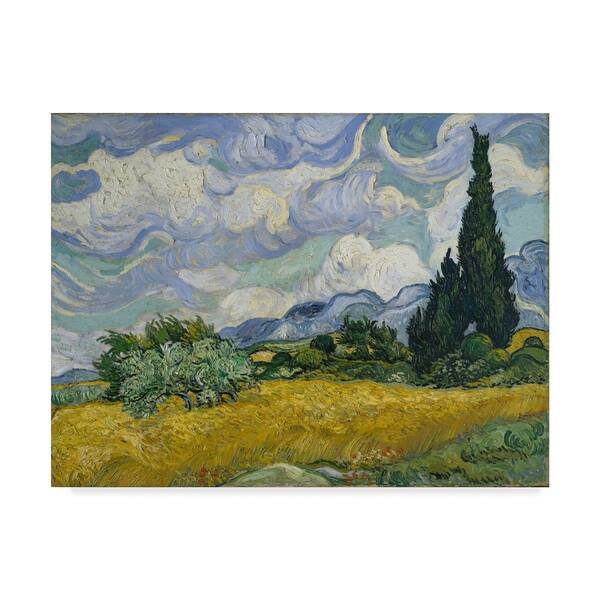 Vincent Van Gogh Wheat Field With Cypresses Canvas Art Multi Color Overstock Vincent Van Gogh Wheat Field With Cypresses Canvas Art Multi Color Overstock