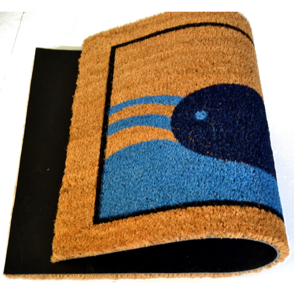 Outdoor Blue/ Black Blue Beach Whale Doormat