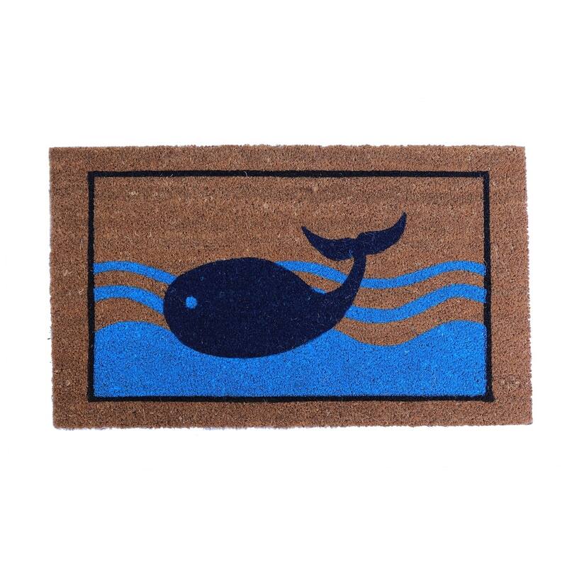 Outdoor Blue/ Black Blue Beach Whale Doormat