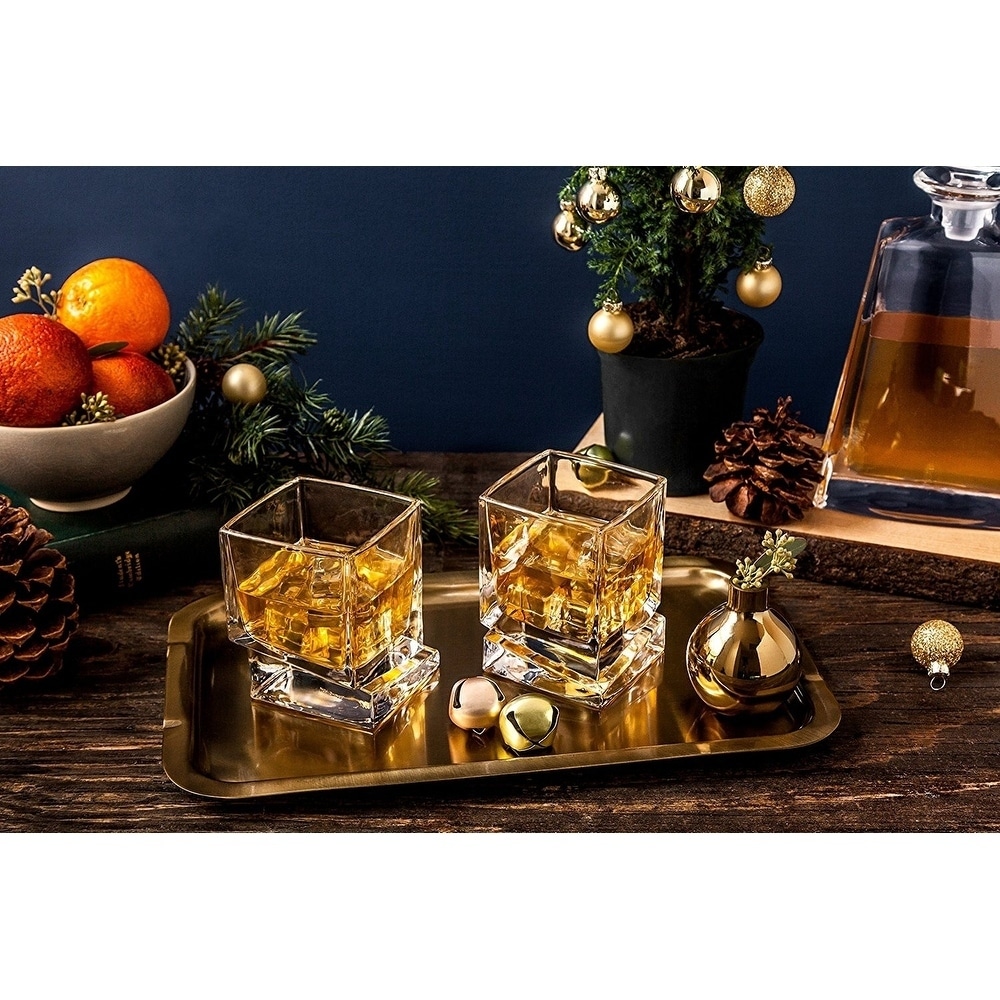 JoyJolt Carre Square Whiskey Glasses, 10 Oz Set of 2 Old Fashioned Glasses  - Bed Bath & Beyond - 21030372