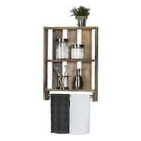 Del Hutson Designs Reclaimed Wood Bathroom Plank Shelf with Towel Bar