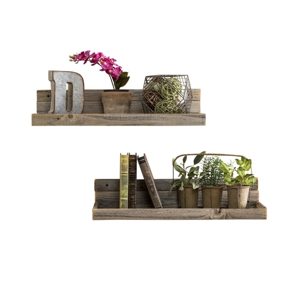 Del Hutson Designs Barnwood Floating Shelves, Set of 2