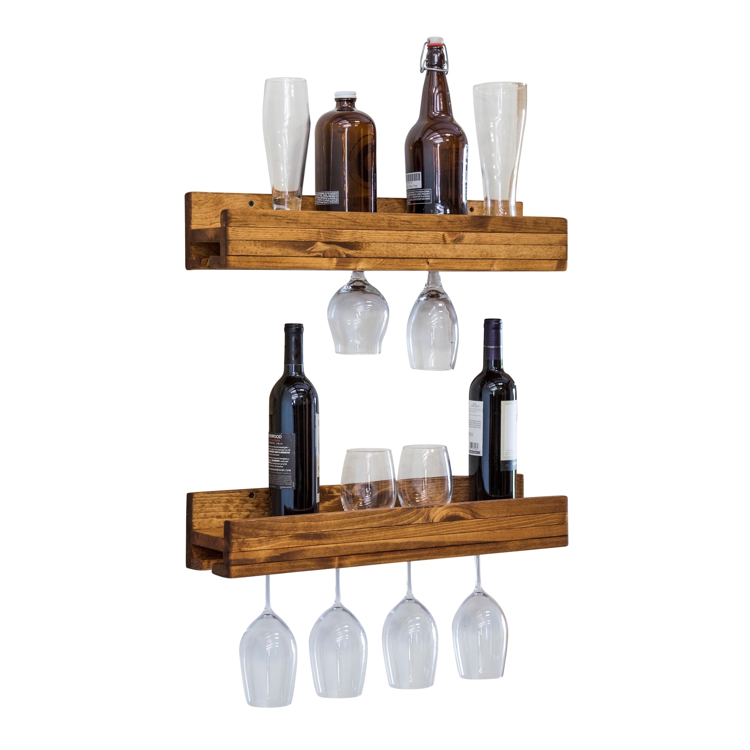 Wood WINE BOTTLE Holder Rack WALL MOUNT 6 bottle 3FT