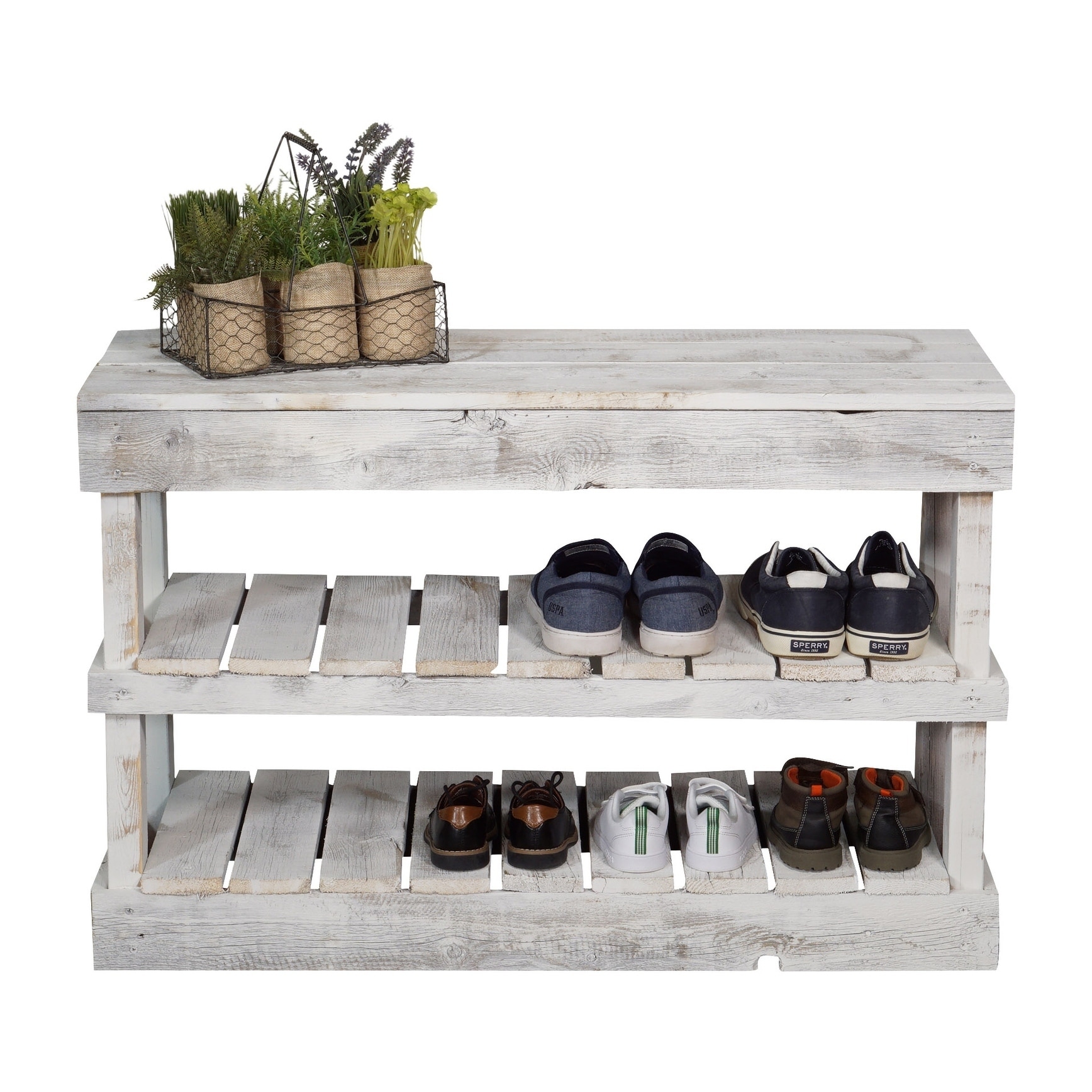 Del Hutson Designs Barnwood Shoe Rack