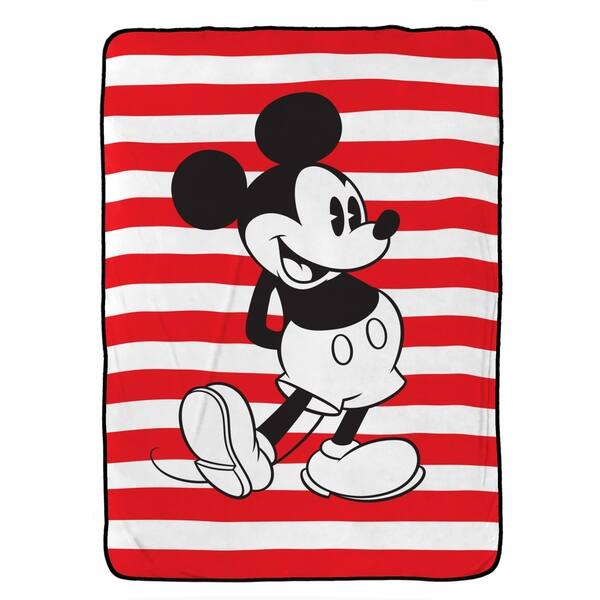 Shop Disney Mickey Mouse Jersey Stripe Plush Twin Blanket 62 X