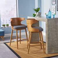 Kamryn Mid-Century Modern Upholstered Barstools (Set of 2) by Christopher Knight Home