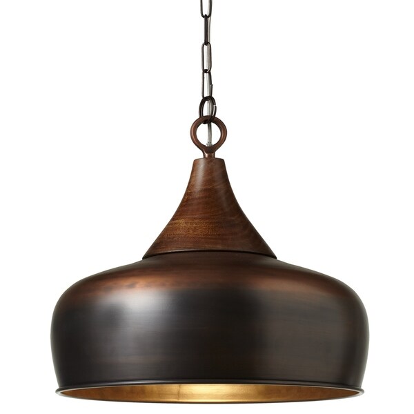 Antique Copper Pendant with Wood Top.