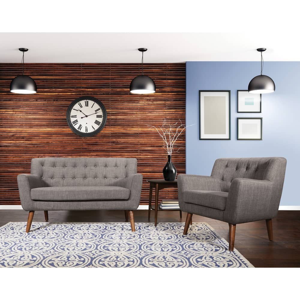 Carson Carrington Balestrand Mid-century Tufted Back Fabric Loveseat