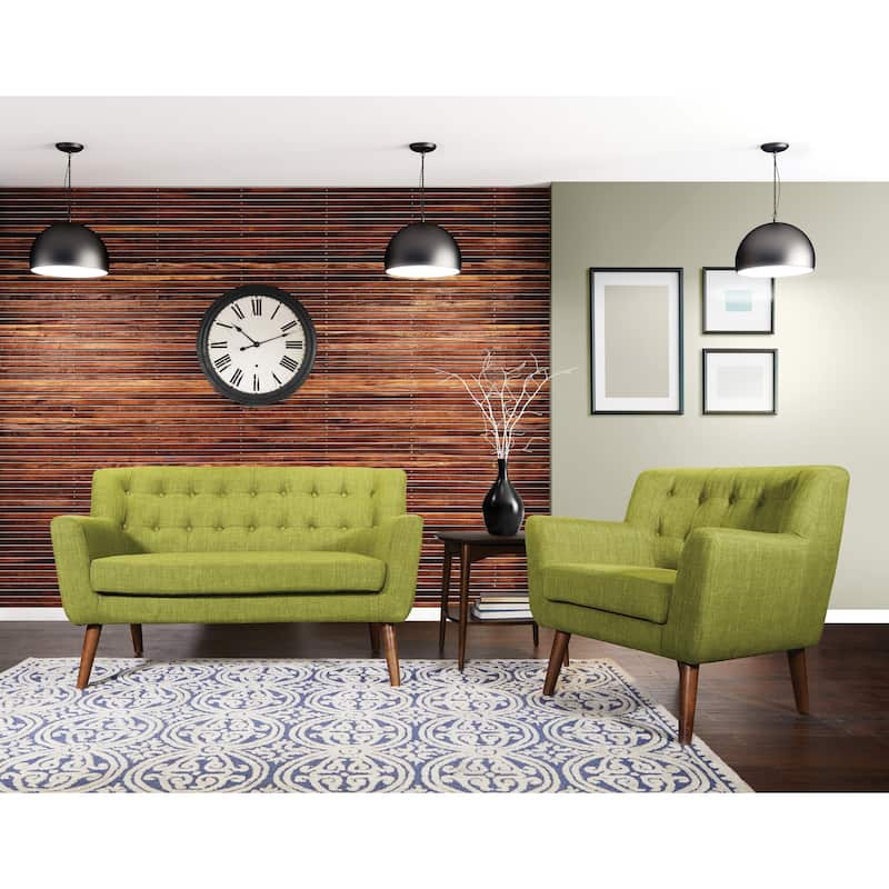 Carson Carrington Balestrand Mid-century Tufted Back Fabric Loveseat - N/A - Green