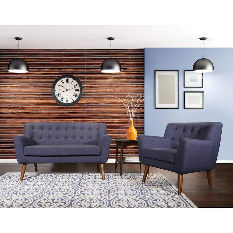 Carson Carrington Balestrand Mid-century Tufted Back Fabric Loveseat - N/A