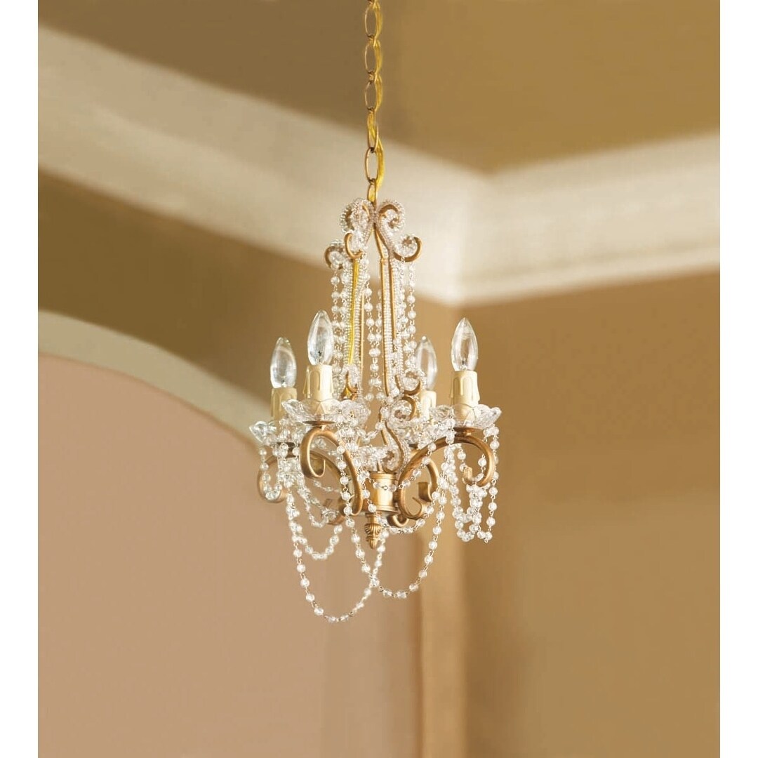 Gold Hanging Chandelier with Clear Beads. - Chandeliers For Bedrooms by Overstock.com
