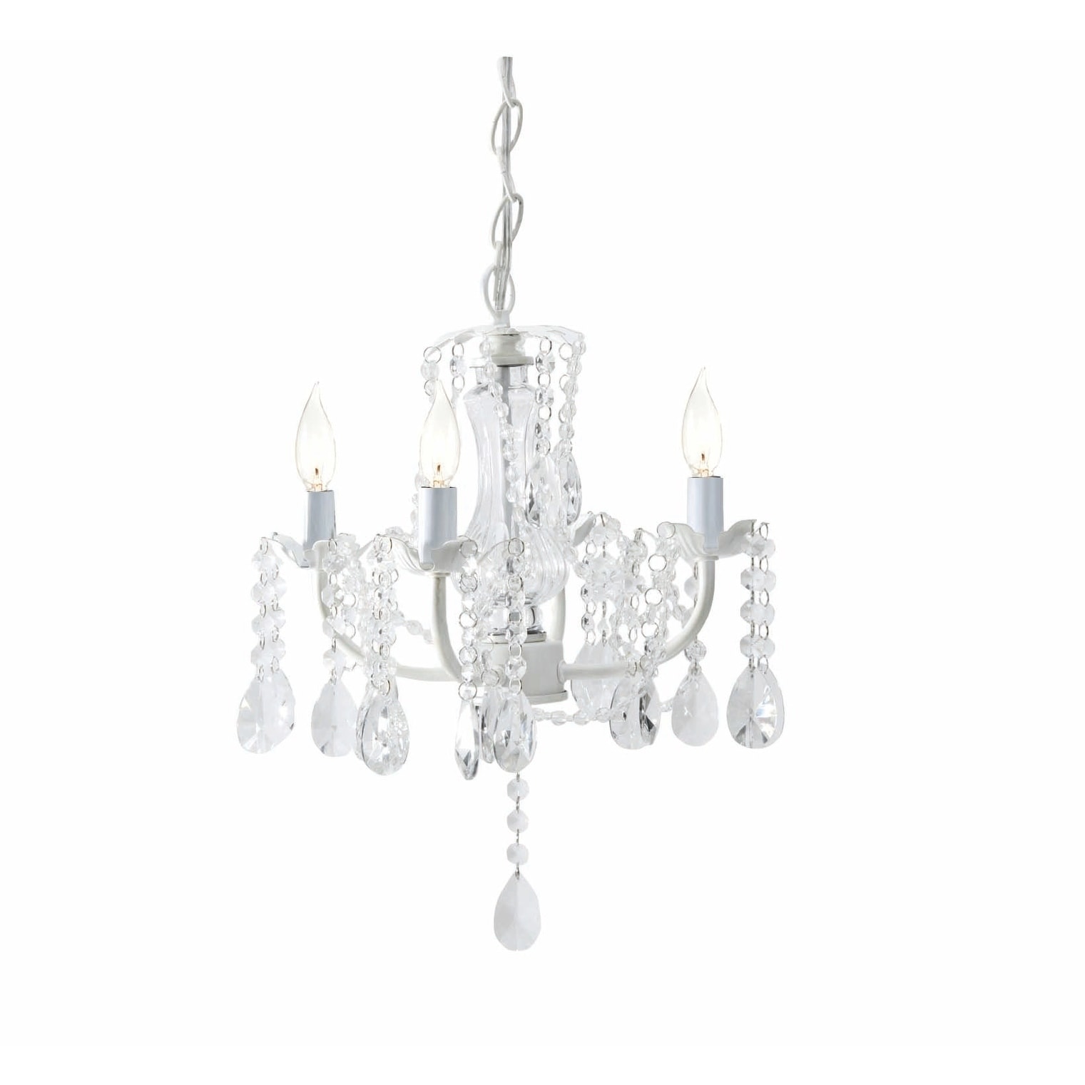 White Four Arm Beaded Chandelier. - Chandeliers For Bedrooms by Overstock.com