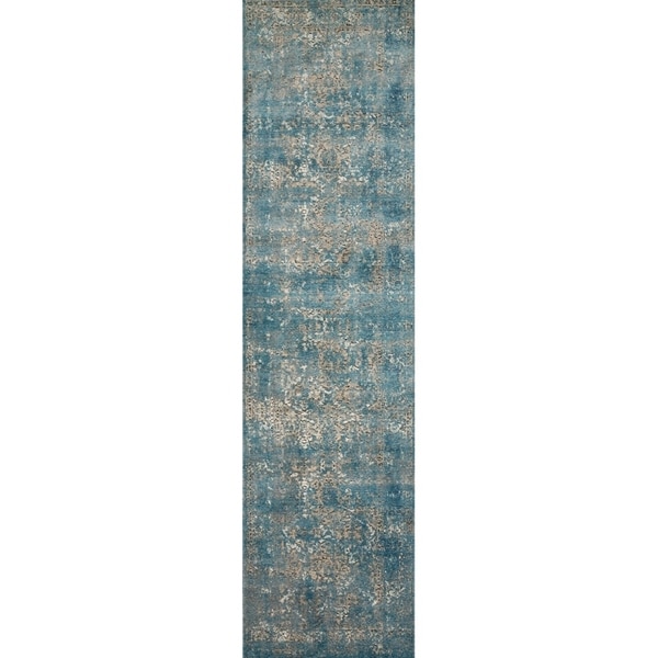 shop antique inspired vintage blue taupe distressed runner rug 2