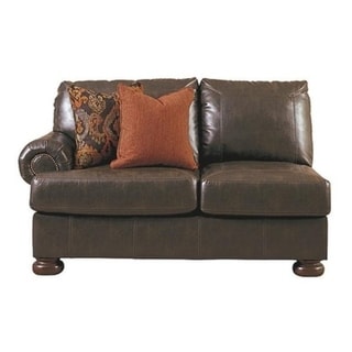 Ashley Signature Design Benchcraft Nesbit Brown DuraBlend Traditional Antique Left Arm Facing Loveseat