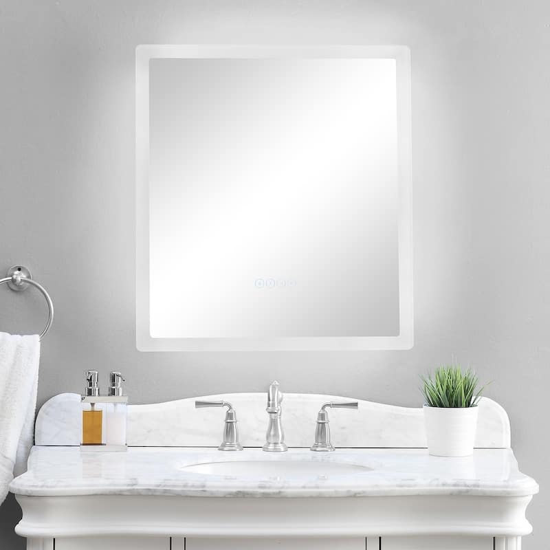 smartLED Illuminated Fog-Free Bathroom Mirror with Built-In Bluetooth Speakers and Dimmer - 24" x 27" - Silver - 24" x 27"