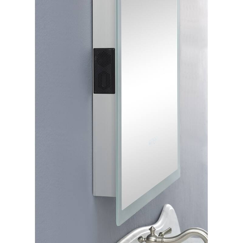 smartLED Illuminated Fog-Free Bathroom Mirror with Built-In Bluetooth Speakers and Dimmer - 24" x 27" - Silver - 24" x 27"