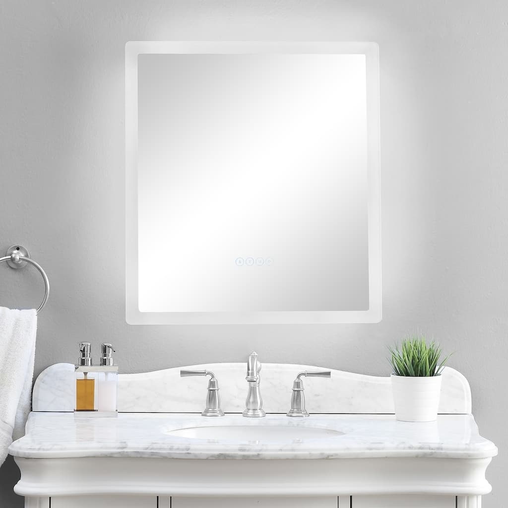 smartLED Illuminated Fog-Free Bathroom Mirror with Built-In Bluetooth Speakers and Dimmer - 24" x 27" - Silver - 24" x 27"